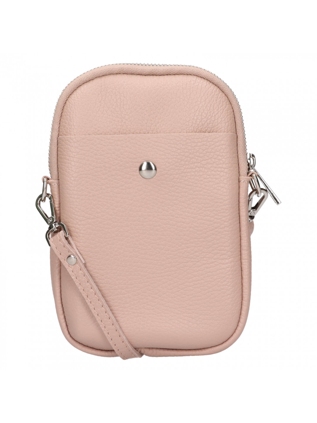 Dámská kožená kabelka na mobil a doklady Italia Monea – světle růžová